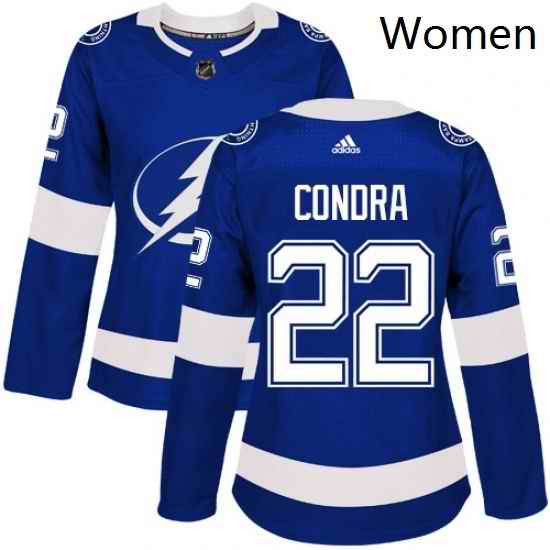 Womens Adidas Tampa Bay Lightning 22 Erik Condra Authentic Royal Blue Home NHL Jersey